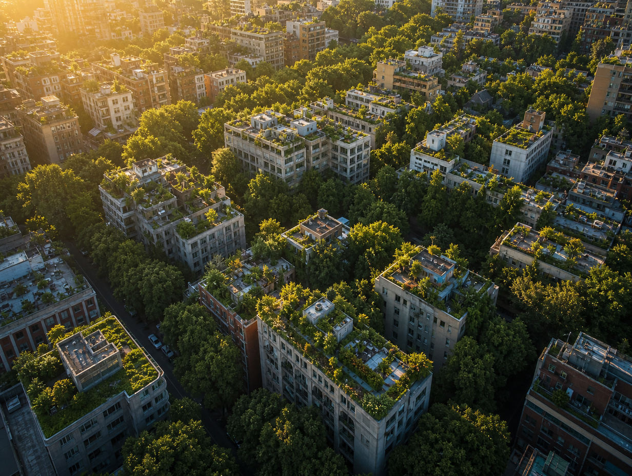 Urban green rooftops and airspace climate resilience